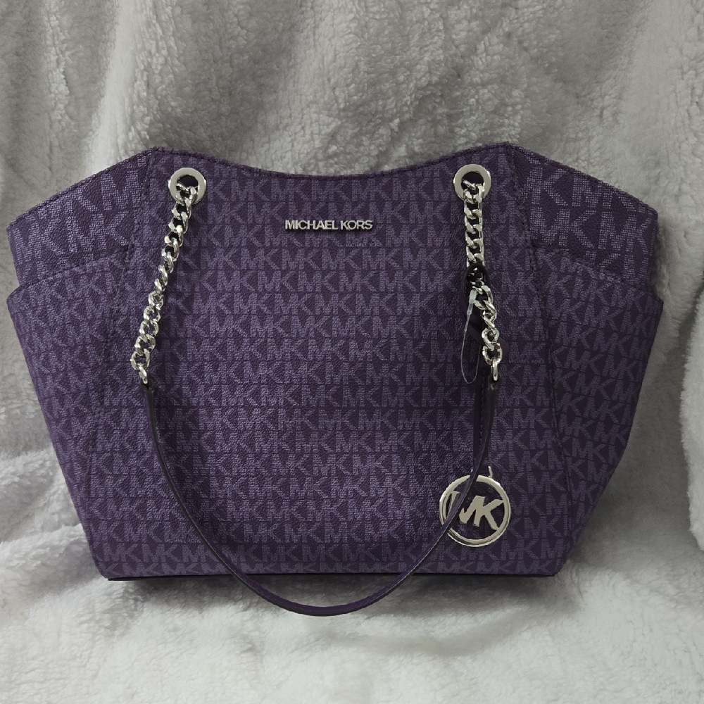 Michael Kors Purple Signature Canvas Tote - Picture 2 of 12